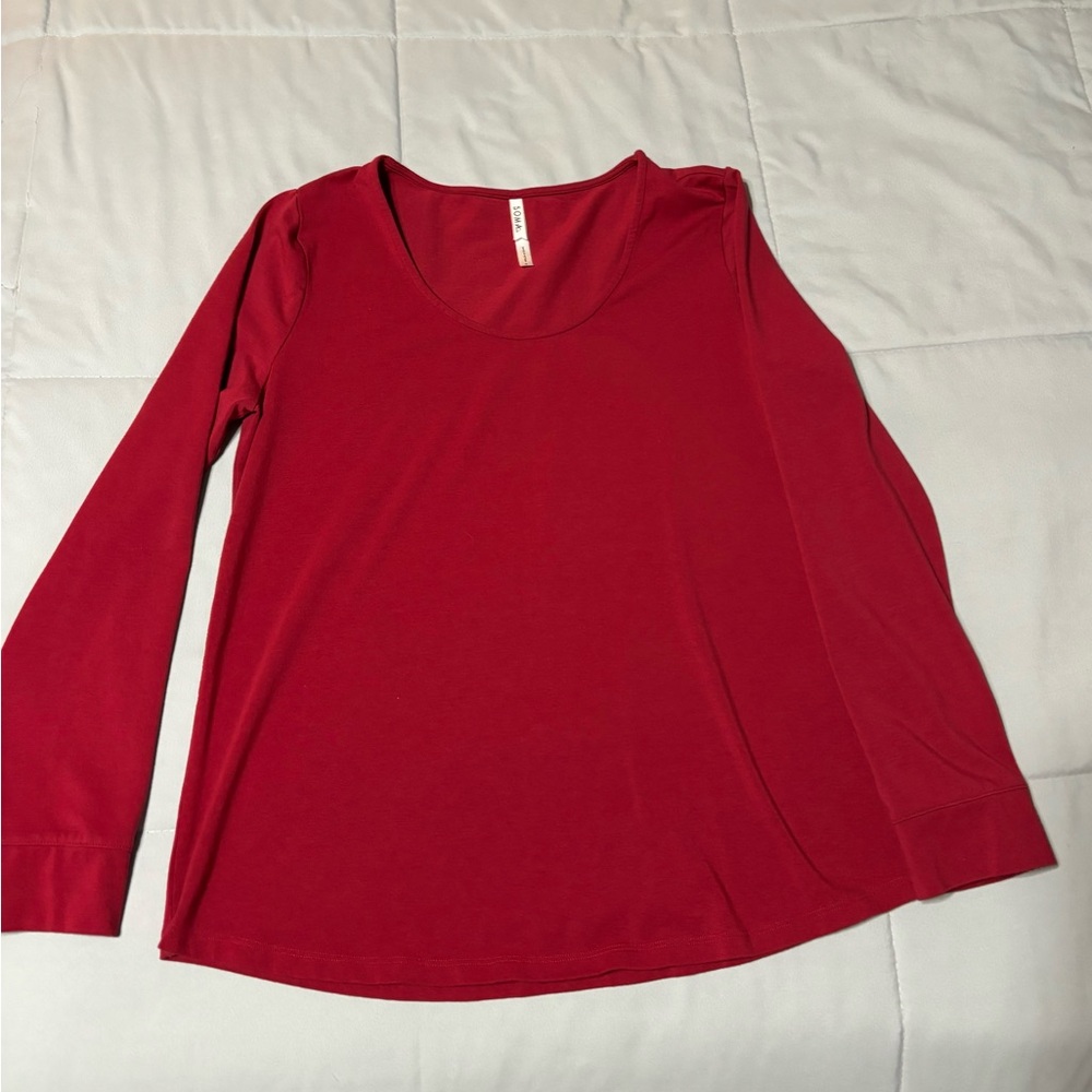 Soma Red Long Sleeve Pajama Top